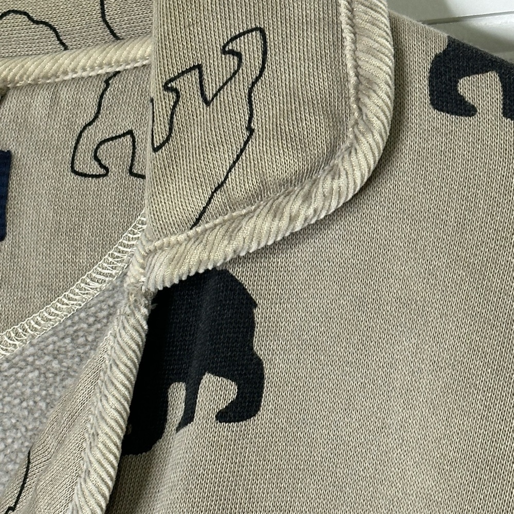 Woolrich Vintage Black Bear Buttoned Cotton Beige Collared Sweatshirt Jacket - Picture 8 of 13